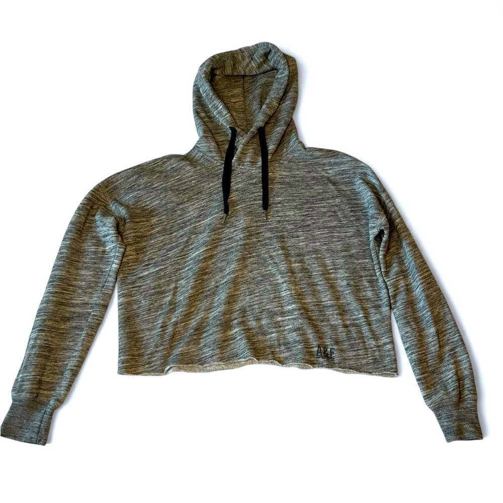 2/$30 Abercrombie and Fitch Cropped Hoodie Sweatshirt Marbled Grey SZ L